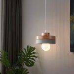 Snogold suspension moderne rond lustre abat - jour en bois et métal gris e27 luminaire Éclairage de plafond ... Snogold suspension moderne rond lustre abat - jour en bois et métal gris e27 luminaire Éclairage de plafond ...