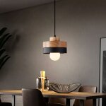 Snogold suspension moderne rond lustre abat - jour en bois et métal noir e27 luminaire Éclairage de plafond ... Snogold suspension moderne rond lustre abat - jour en bois et métal noir e27 luminaire Éclairage de plafond ...
