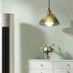 Snogold suspension moderne vintage lustre abat - jour en verre vert d�grad� �20cm e27 luminaire pour ...