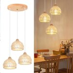 Snogold suspension r�tro � 3 t�tes e27 luminaire moderne en corde � tisser en papier blanc �clairage ...