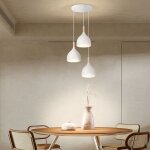 Snogold suspension rtro  3 ttes e27 luminaire moderne forme de goutte blanc 17cm en mtal bois clairage ...