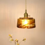Snogold suspension rtro nordique lustre abat - jour en verre ambr avec douille en laiton e27 luminaire ...