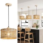 Snogold suspension tiss en bambou rotin lustre rustique rtro 30cm vintage e27 luminaire clairage ...