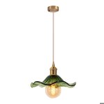 Snogold suspension en verre moderne vintage e27 luminaire abat - jour en verre vert � dentelle lustre ...