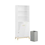 Sobuy armoire de salle de bain haute bzr182 - w avec 2 portes 2 paniers  linge amovibles 3 compartiments ...