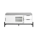 Sobuy banc de rangement fsr187 - w avec coussin rembourr 2 porte coulissantes et 2 tiroirs pied en mtal ...