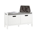Meuble chaussure sobuy banc entre avec rangement ferm 2 portes coussin rembourr design moderne blanc ...