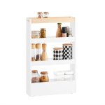 Sobuy chariot de service � roulettes nsr12 - w chariot placard alc�ve en bois meuble de rangement cuisine ...