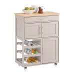 Sobuy meuble cuisine � roulettes avec plan de travail tiroirs et range - bouteilles �lot compact cuisine ...