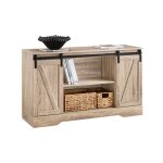 Sobuy meuble bas fsb60 - e placard de rangement commode avec porte de grange coulissante armoire  chaussures ...