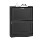 Sobuy meuble � chaussures fsr137 - sch avec 2 abattants pour entr�e couloir ? l60xp25xh80 cm noir