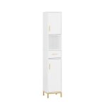 Sobuy meuble colonne salle de bain troite bzr181 - w avec 1 compartiment ouvert 1 tiroir et 2 portes ...