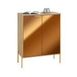 Sobuy meuble d?entr�e dor� avec miroir buffet commode �l�gant � 5 compartiments r�glables pour salon ...