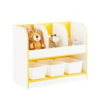 Sobuy meuble rangement enfant kmb107 - g 3 compartiments et 3 botes plastique tagre  livres 70x30x58 ...