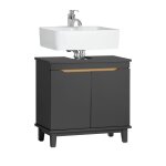 Sobuy meuble sous - lavabo bzr113 - dg meuble sous - vasque  2 portes placard de rangement gris l60 ...