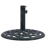 Socle de parasol en fonte - wiens - vert - 9 kg - 40 cm - adaptateur pour poteaux 35 / 38 / 48 mm - motif ...