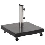 Socle de parasol - yajiasheng - granit 30 kg - carr noir - 4 roulettes - adaptateur 38 mm