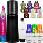 Saturateur eau gazeuse - sodastream - terra noir - 1l - 3 sirops - 6 sachets bolero - bouteille incluse ...