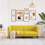 Sofa droit fixe - clic clac canap� � 2 places - neuf - jaune velours ca7720598