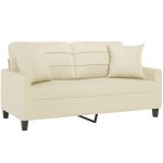 Sofa droit fixe - clic clac canap� 2 places avec oreillers cr�me 140 cm similicuir ca2616584