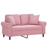 Sofa droit fixe - clic clac canapé 2 places avec oreillers décoratifs rose 120 cm velours ca5508979 Sofa droit fixe - clic clac canapé 2 places avec oreillers décoratifs rose 120 cm velours ca5508979