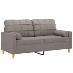 Sofa droit fixe - clic clac canap� 2 places avec oreillers d�coratifs taupe 140 cm tissu ca1270361