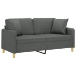 Sofa droit fixe - clic clac canap� 2 places avec oreillers gris fonc� 140 cm tissu ca1524237