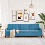 Sofa droit fixe - clic clac canapé à 3 places - neuf - bleu 210 cm velours ca3778428 Sofa droit fixe - clic clac canapé à 3 places - neuf - bleu 210 cm velours ca3778428