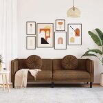 Sofa droit fixe - clic clac canap� � 3 places - neuf - avec coussins marron similicuir daim ca7156878 ...