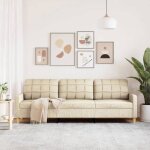 Sofa droit fixe - clic clac canap� � 3 places - neuf - cr�me 210 cm tissu ca3367106