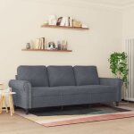 Sofa droit fixe - clic clac canap� � 3 places - neuf - gris fonc� 180 cm velours ca8182280