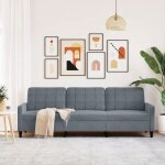 Sofa droit fixe - clic clac canap� � 3 places - neuf - gris fonc� 210 cm velours ca9897542