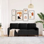 Sofa droit fixe - clic clac canapé à 3 places - neuf - noir 180 cm velours ca8081271 Sofa droit fixe - clic clac canapé à 3 places - neuf - noir 180 cm velours ca8081271