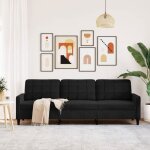 Sofa droit fixe - clic clac canapé à 3 places - neuf - noir 210 cm velours ca5441889 Sofa droit fixe - clic clac canapé à 3 places - neuf - noir 210 cm velours ca5441889