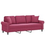 Sofa droit fixe - clic clac canapé 3 places - neuf - avec oreillers bordeaux 180 cm velours ca4265574 ... Sofa droit fixe - clic clac canapé 3 places - neuf - avec oreillers bordeaux 180 cm velours ca4265574 ...