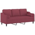 Sofa droit fixe - clic clac canapé 3 places - neuf - avec oreillers décoratifs bordeaux 180 cm tissu ... Sofa droit fixe - clic clac canapé 3 places - neuf - avec oreillers décoratifs bordeaux 180 cm tissu ...