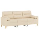 Sofa droit fixe - clic clac canapé 3 places - neuf - avec oreillers décoratifs crème 180 cm tissu ca8528115 ... Sofa droit fixe - clic clac canapé 3 places - neuf - avec oreillers décoratifs crème 180 cm tissu ca8528115 ...