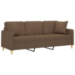 Sofa droit fixe - clic clac canapé 3 places - neuf - avec oreillers décoratifs marron 180 cm tissu ca6489439 ... Sofa droit fixe - clic clac canapé 3 places - neuf - avec oreillers décoratifs marron 180 cm tissu ca6489439 ...