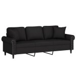 Sofa droit fixe - clic clac canap 3 places - neuf - avec oreillers dcoratifs noir 180 cm velours ca9158470 ...