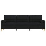 Sofa droit fixe - clic clac canapé 3 places - neuf - avec oreillers décoratifs noir 210 cm tissu ca5195744 ... Sofa droit fixe - clic clac canapé 3 places - neuf - avec oreillers décoratifs noir 210 cm tissu ca5195744 ...