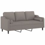 Sofa droit fixe - clic clac canap 3 places - neuf - avec oreillers dcoratifs taupe 180 cm tissu ca9654472 ...