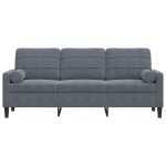 Sofa droit fixe - clic clac canap� 3 places - neuf - avec oreillers gris fonc� 180 cm velours ca7750398 ...
