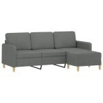 Sofa droit fixe - clic clac canap� � 3 places - neuf - avec repose - pieds gris fonc� 180 cm tissu ca2648857 ...