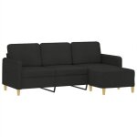 Sofa droit fixe - clic clac canap� � 3 places - neuf - avec repose - pieds noir 180 cm tissu ca8492842 ...