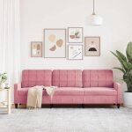 Sofa droit fixe - clic clac canapé à 3 places - neuf - rose 210 cm velours ca7559136 Sofa droit fixe - clic clac canapé à 3 places - neuf - rose 210 cm velours ca7559136