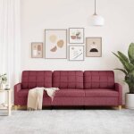 Sofa droit fixe - clic clac canapé à 3 places - neuf - rouge bordeaux 210 cm tissu ca5712874 Sofa droit fixe - clic clac canapé à 3 places - neuf - rouge bordeaux 210 cm tissu ca5712874