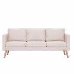 Sofa droit fixe - clic clac canap� � 3 places - neuf - tissu cr�me ca9702849