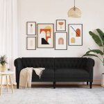Sofa droit fixe - clic clac canapé chesterfield 3 places - neuf - noir tissu ca5961110 Sofa droit fixe - clic clac canapé chesterfield 3 places - neuf - noir tissu ca5961110