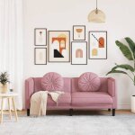Sofa droit fixe - clic clac canapé avec coussins 2 places rose velours ca5213648 Sofa droit fixe - clic clac canapé avec coussins 2 places rose velours ca5213648