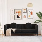 Sofa droit fixe - clic clac canapé avec coussins 3 places - neuf - noir velours ca6322356 Sofa droit fixe - clic clac canapé avec coussins 3 places - neuf - noir velours ca6322356